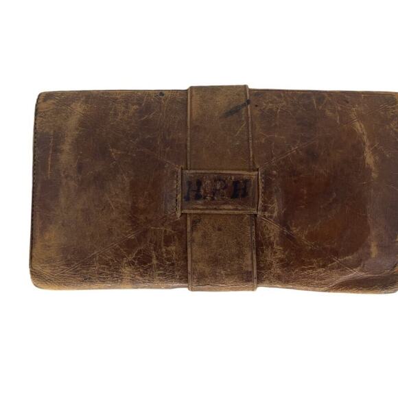 Antique 19th Century leather GENTLEMANS WALLET signed 1828 - Picture 6 of 12